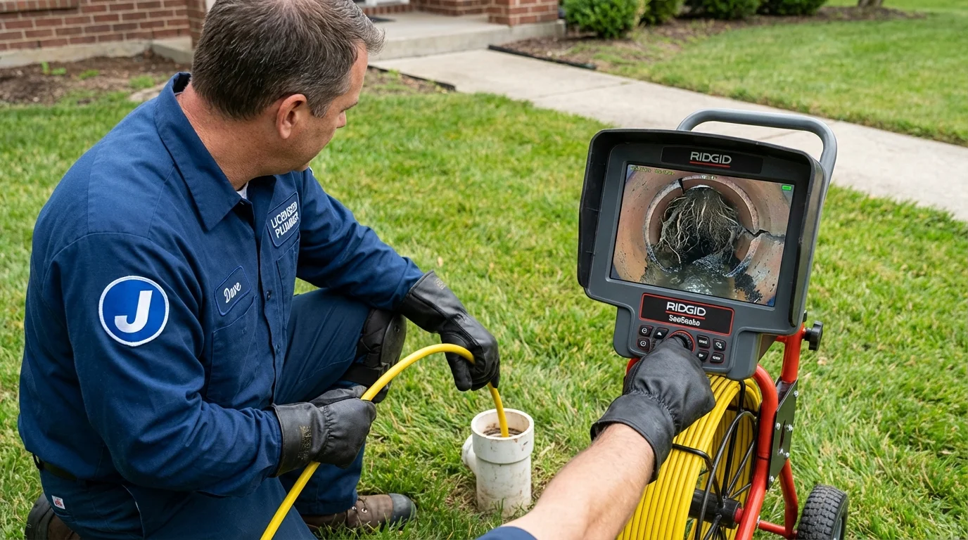 Sewer camera inspection being performed by Johns Plumbing LLC in Hinsdale