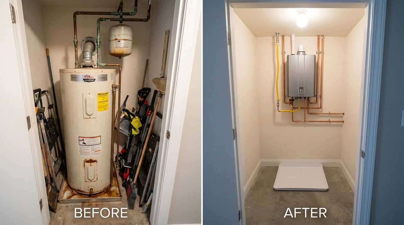 Tank water heater versus wall-mounted tankless unit comparison for Hinsdale, MA homeowners